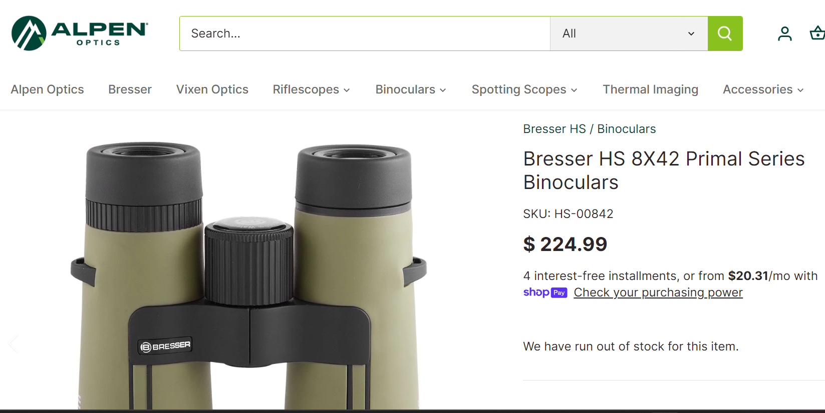Professional Grade Bresser HS 8X42 Primal Series Binoculars with Chest